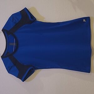 FILA, XS, Blue And Black Colorblock Athletic Top.